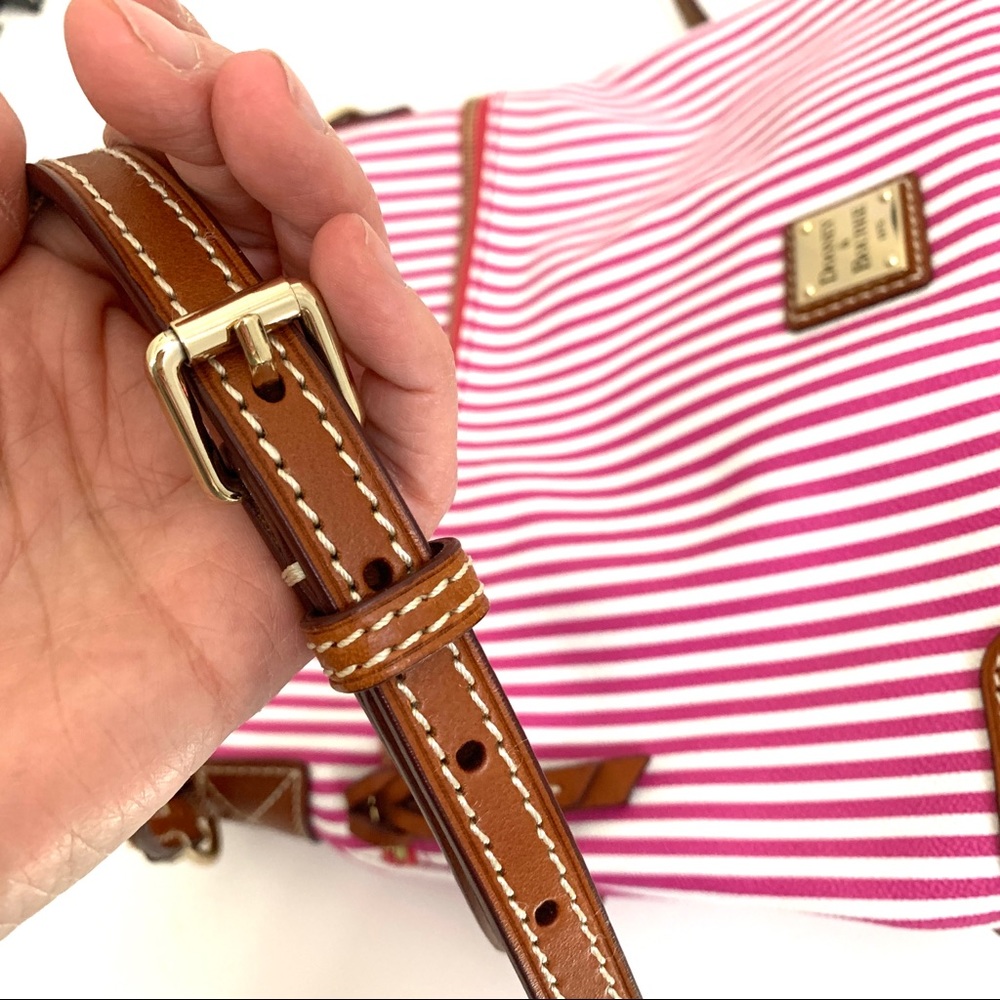 Dooney & Bourke Pink and White Vertical Stripe Crossbody Bag - Picture 8 of 13